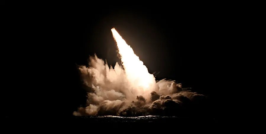 In a U.S. test in Sept. 2019, an unarmed ballistic missile called Trident II D5 is launched from the submarine USS Nebraska off the coast of San Diego.