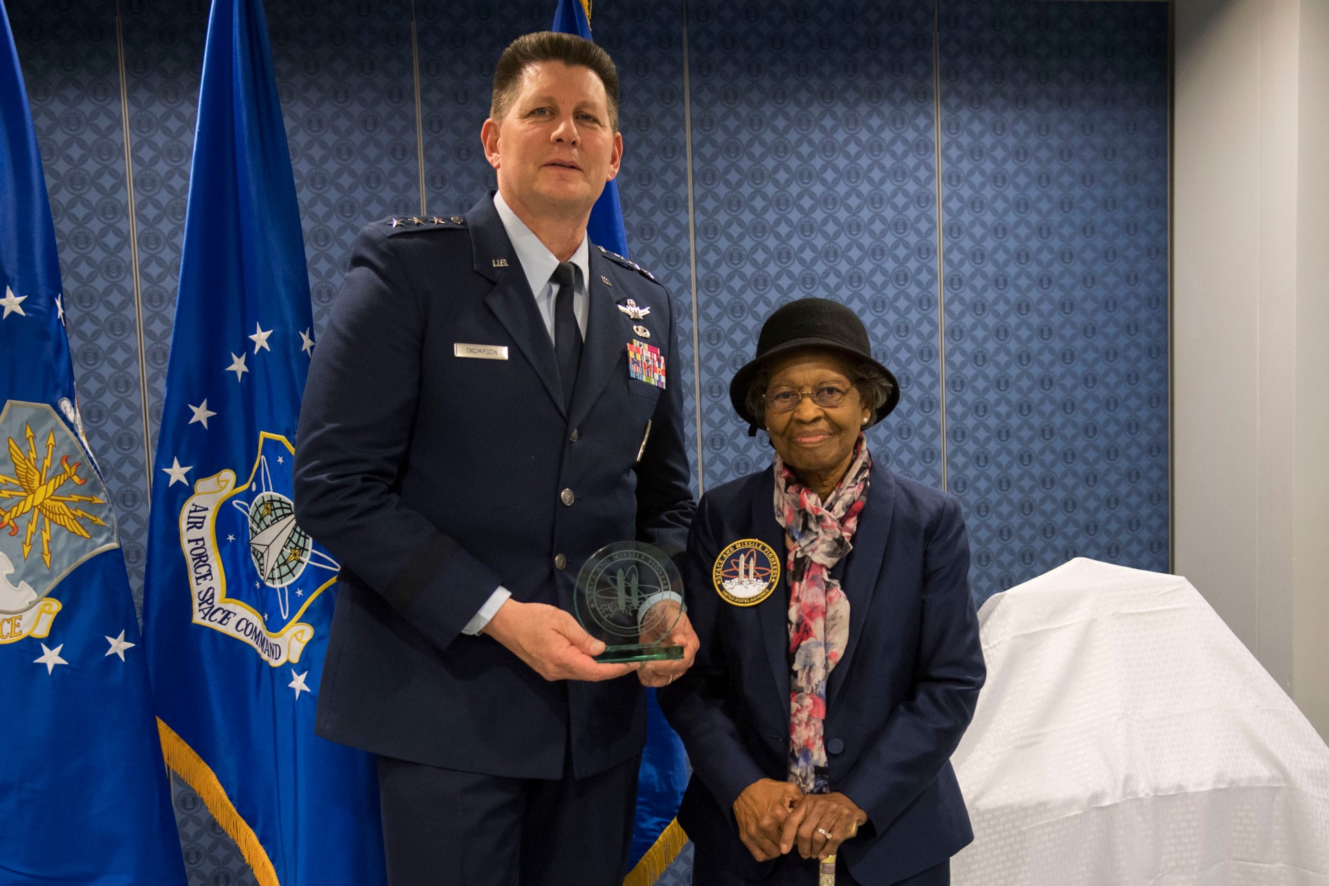 Gladys West with a commander