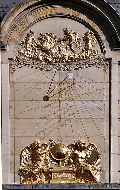 Sundial at the Sorbonne in Paris depicting the work of Jean-Felix Picard