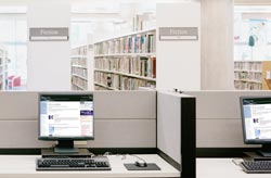 Public library showing Journals home page on its computers