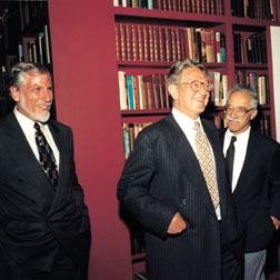 George Soros (center) with Irving Lerch, APS director of international affairs, and Ernest Henley, 1992 APS president.