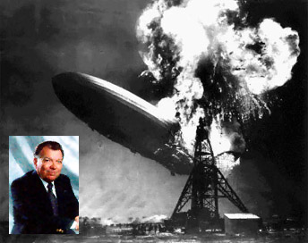 Addison Bain (inset) and the Hindenburg's final moments