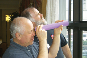 Boris Dirnbach and Dave Smith try out a pinhole viewer