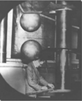 Atomic nuclei could be split apart in 'atom-smashers' like this one built by Cockcroft and Walton. Photo Credit: AIP