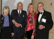 Brian Schwartz of the City University of New York (right) was one of the chief organizers of the gala. He is shown here with (l to r) Iris Ovshinsky and Stanford Ovshinsky of ECD Ovonics, and Franmarie Kennedy of MacNeil/Lehrer Productions