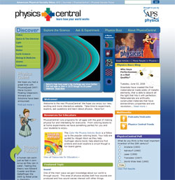 PhysicsCentral website after