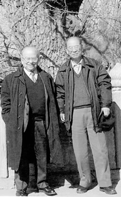 Wolfgang Panofsky and Xie Jialin in Beijing, 2002