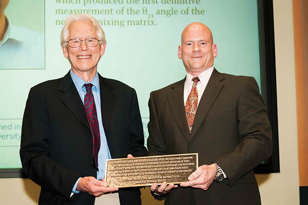 APS President Malcolm Beasley presents plaque to Doug Hintze, CFO of Savannah River Site