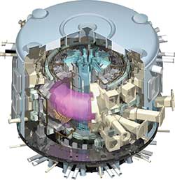 Cutaway illustration of the planned ITER tokamak