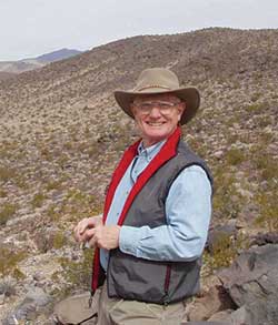Sandy Rodgers surveying in the Panamint Mountains