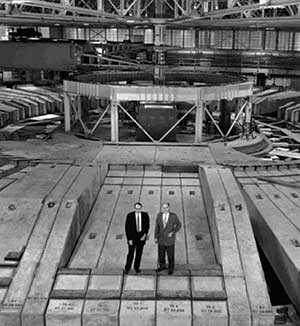 Berkeley physicists Edward McMillan and Edward Lofgren on the Bevatron