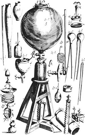 Engraving of Boyle's air pump