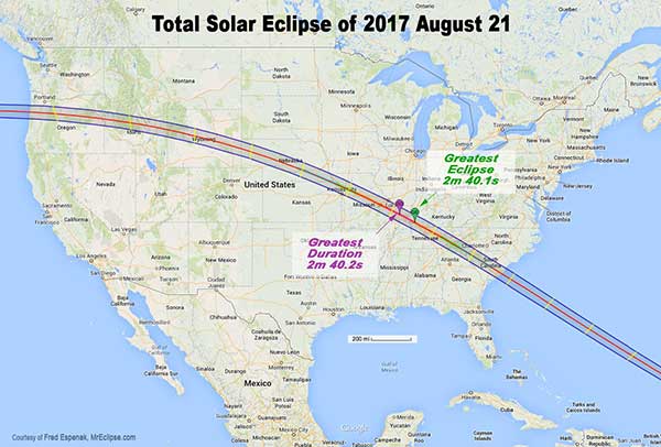Total Solar Eclipse of 2017 U.S. map